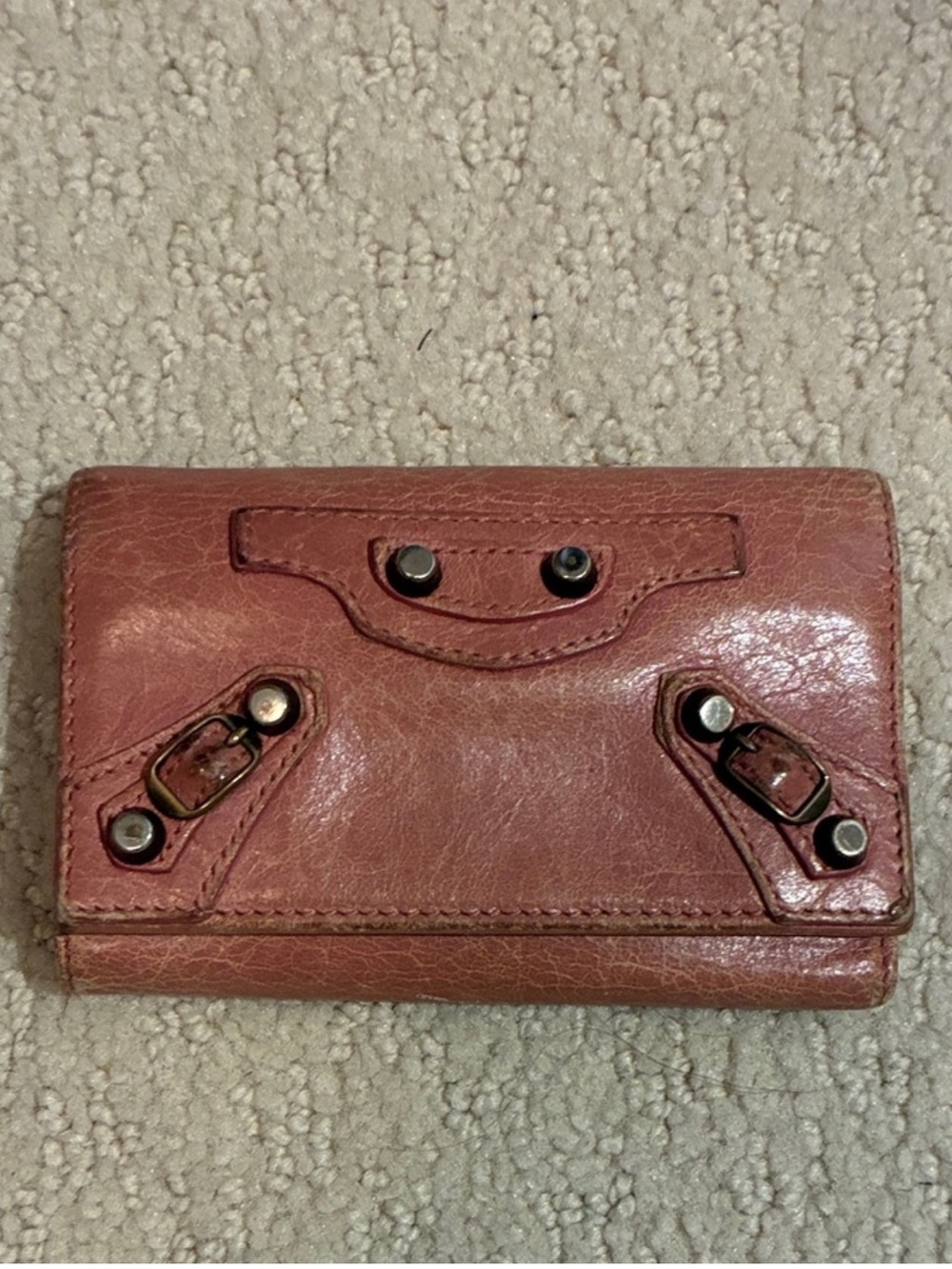 Authentic Balenciaga Rust Leather Key
Holder